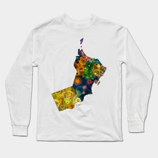 Spirograph Patterned Oman Regions Map Long Sleeve T-Shirt